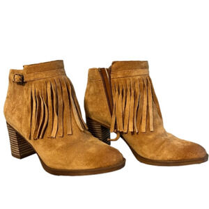 Naturalizer, Fortunate Fringe Block-Heel Bootie, size 8, tan